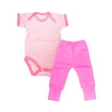 Roupa de bebe Conjunto Body listrado Rosa-manga curta- Bener babys