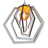 Lustre Luminária Pendente Sala Quarto Balcão Hexágono Branco