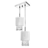 Lustre Pendente Cganza Duplo Redondo Cristal Acrílico Branco