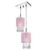 Lustre Pendente Cganza Duplo Redondo Cristal Acrílico Rosa