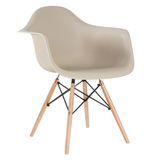 Cadeira Charles Eames Eiffel com braços - DAW - Base de madeira clara - Nude