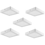 Plafon De Led Sobrepor Quadrado 18w Branca 6000k (efeito frio) Bivolt - kit 5 unidades