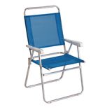 Cadeira de Praia Dobrável em Alumínio 1 Nível MOR Master Plus Azul 2112