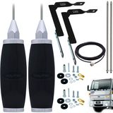 Antena Móvel Px 2,70 metros B2003P Alongador Inox 60cm Suporte Dianteiro Ford Cargo Cabo 5,5 metros Kit de Parafusos Anti-Furto R-30