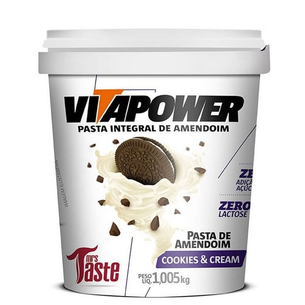 Pasta de Amendoim Integral Cookies'N Cream 1,005kg VITAPOWER