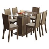 Kit Sala de Jantar Gales Rustic Mesa com 6 Cadeiras Madesa