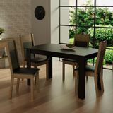 Conjunto Sala de Jantar Madesa Havana: Mesa com Tampo de Madeira e 4 Cadeiras - Preto/Rustic