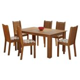 Conjunto Sala de Jantar Analu Mesa com 6 Cadeiras Madesa