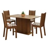 Conjunto Jantar Madesa Luana Mesa Madeira 4 Cadeira Floral