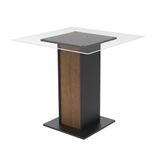 Mesa Madesa Quadrada com Tampo de Vidro 5332A - Preto/Rustic