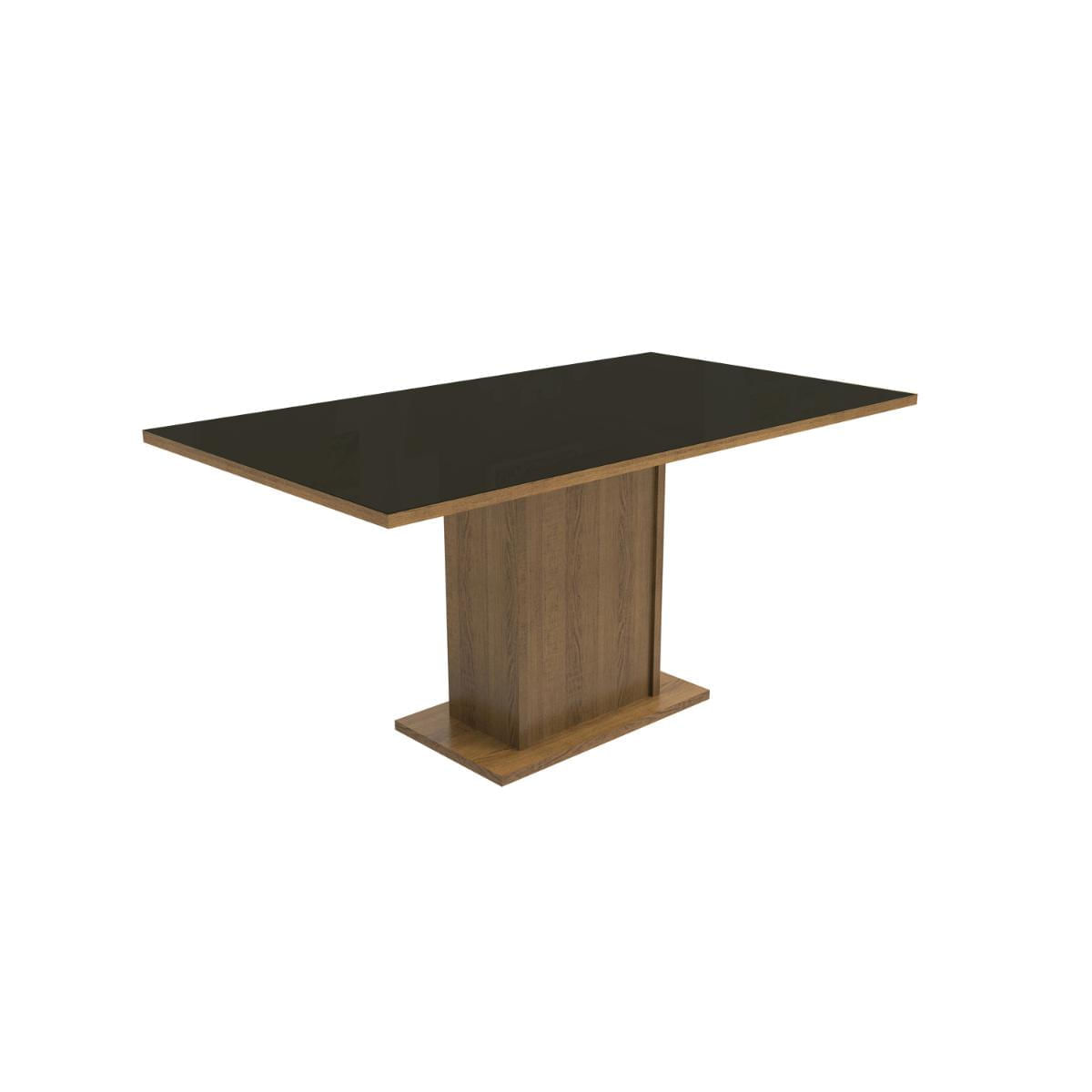 Mesa Madesa Retangular Tampo de Vidro 5275 Rustic/Preto