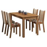 Conjunto Sala de Jantar Madesa Mesa Tampo Madeira 4 Cadeiras