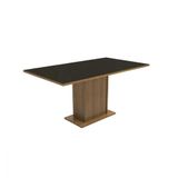 Mesa Retangular Rustic Preto Tampo de Vidro Madesa 5275