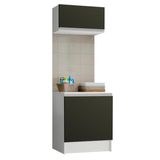 Kit Área De Serviço Madesa Topazio 60 Cm Com Armário E Balcão - Branco/preto