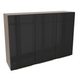 Armário Aéreo Madesa Lux 120 cm 3 Portas - Rustic/Preto
