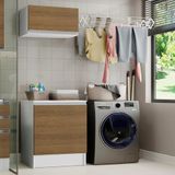 Kit Área de Serviço Madesa Topazio 60 cm com Armário e Balcão - Branco/Rustic
