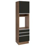 Torre Quente Madesa Glamy 60 cm 1 Porta 3 Gavetas - Rustic/Preto