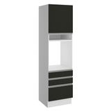 Torre Quente Madesa Glamy 60 cm 1 Porta 3 Gavetas - Branco/Preto