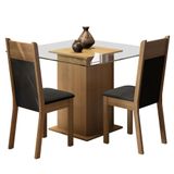 Sala de Jantar Moni Mesa Tampo de Vidro 2 Cadeiras Madesa