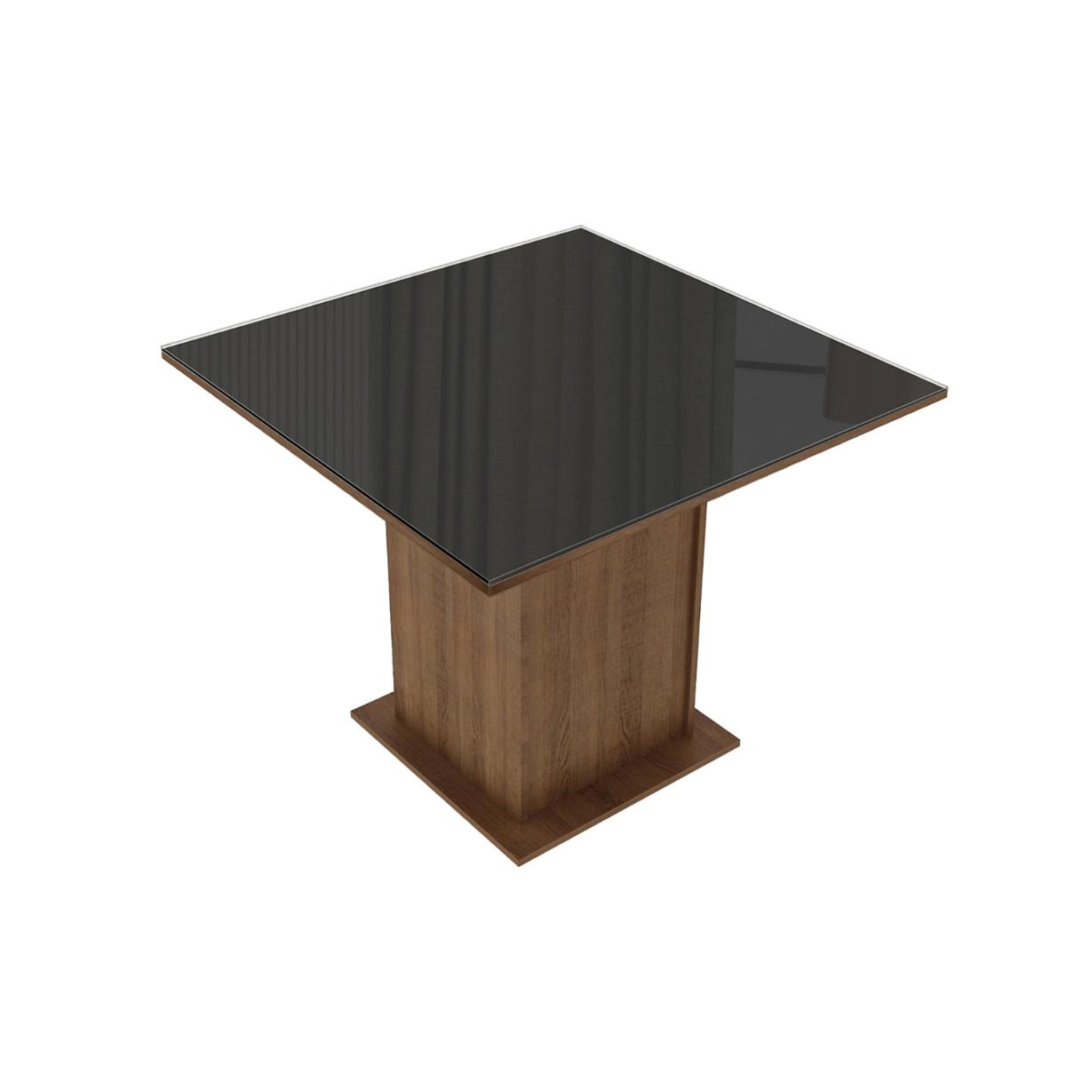 Mesa Madesa Quadrada Tampo de Vidro 5363 Rustic/Preto