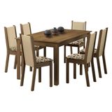 Conjunto Sala de Jantar Madesa Mesa Tampo Madeira 6 Cadeiras