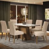 Conjunto Sala de Jantar Madesa Patricia Mesa Tampo de Vidro com 6 Cadeiras - Rustic/Branco/Imperial