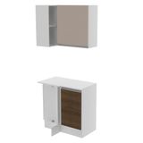 Kit Canto Reto Smart MDF 2 Portas Nicho Rustic Crema Madesa