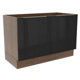 Balcão Gabinete de Pia Madesa Lux 120cm 2P Rustic e Preto