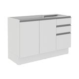 Balcão de Pia Acordes Glamy 120cm MDF 3 Portas Branco Madesa