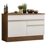 Balcão de Pia Madesa Glamy 120 cm 1 Porta e 2 Gavetas (Com Tampo) - Rustic/Branco