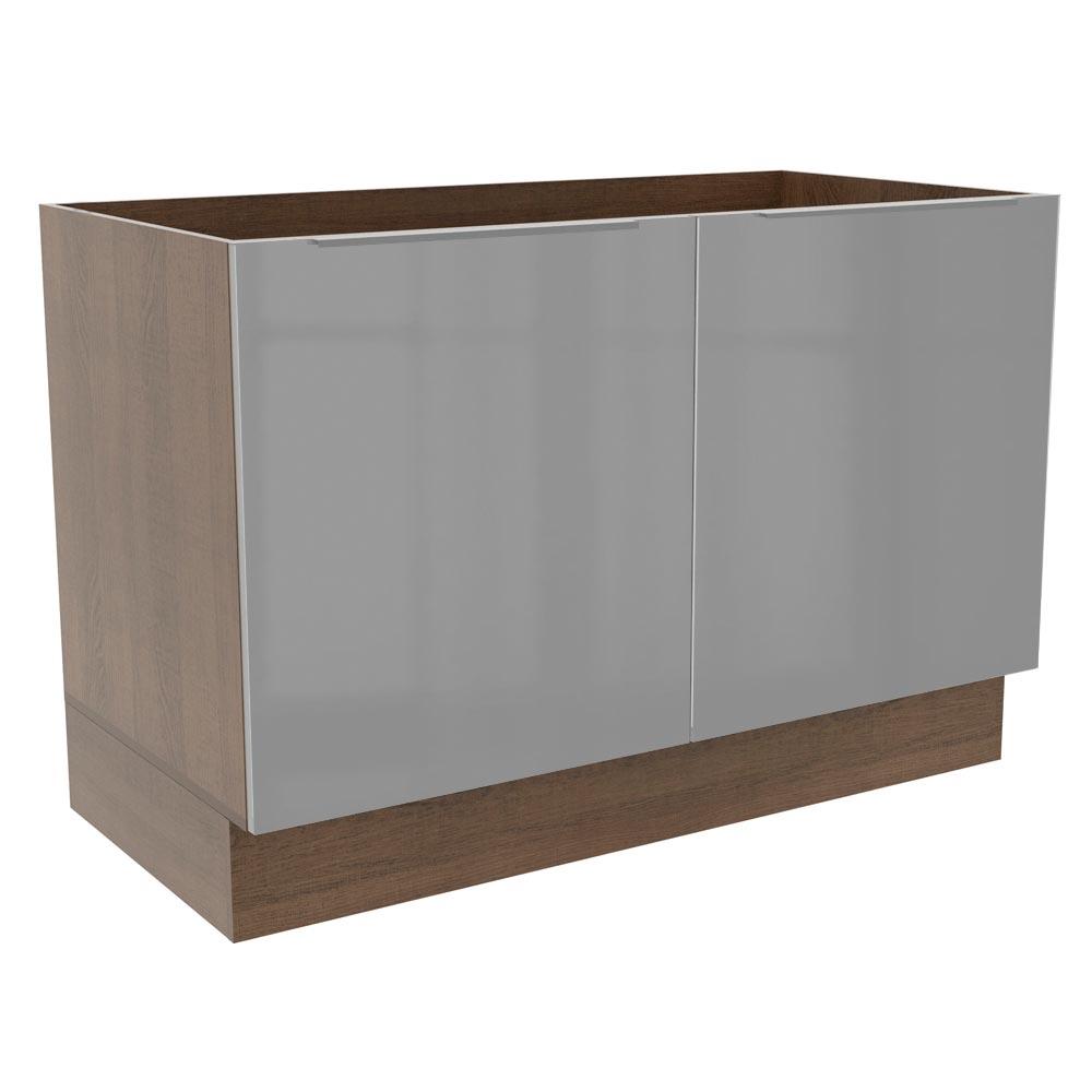 Balcão Gabinete de Pia Madesa Lux 120 cm 2 Portas - Rustic/Cinza