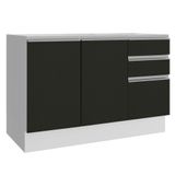 Balcão de Pia Madesa Glamy 2 Portas e 3 Gavetas - Branco/Preto