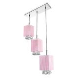 Lustre Pendente Cganza Triplo Quadrado Para Sala Rosa