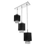 Lustre Pendente Cganza Triplo Quadrado Para Sala Preto