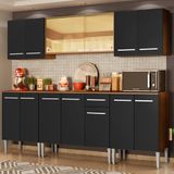 Cozinha Completa Madesa Emilly Fire com Balcão e Armário Aéreo Reflex - Rustic/Preto