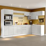 Cozinha Completa 100% MDF Madesa Smart Modulada de Canto - Frentes Branco Brilho