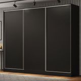 Guarda Roupa Casal 100% MDF Madesa Royale 3 Portas de Correr - Preto