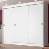 Guarda-Roupa Casal Napoli Branco 3 Portas de Correr Branco Madesa