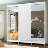 Guarda-Roupa Veneza 3 Portas 2 Espelhos 8 Pés Branco Madesa