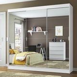 Guarda-Roupa Veneza 3 Portas Correr de Espelho Branco Madesa