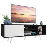 Rack Madesa Dubai para TV até 65 Polegadas com Pés - Preto/Branco/Branco