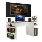 Mesa Gamer Madesa 9409 e Painel para TV até 50 Polegadas - Branco/Preto