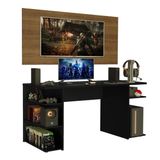 Mesa Gamer Madesa 9409 e Painel para TV até 50 Polegadas - Preto/Rustic