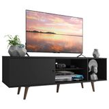 Rack Madesa Dubai para TV até 65 polegadas com pés - Preto/Rustic