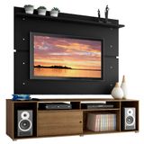 Rack Madesa Cancun e Painel para TV até 65 Polegadas - Rustic/Preto
