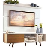 Rack Dubai e Painel Tv até 65' com Pés Branco/rustic Madesa