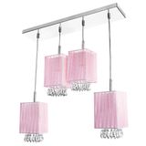 Lustre Pendente Cganza Quadruplo Quadrado Para Sala Rosa