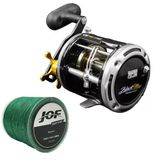 Carretilha Pesca Perfil Alto Black Max 30 e Linha Multifilamento 300 Metros