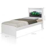 Cama Solteiro Carro Sport Verde com Colchão