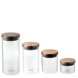 Conjunto 4 Potes hermeticos vidro borosilicato tampa Cobre